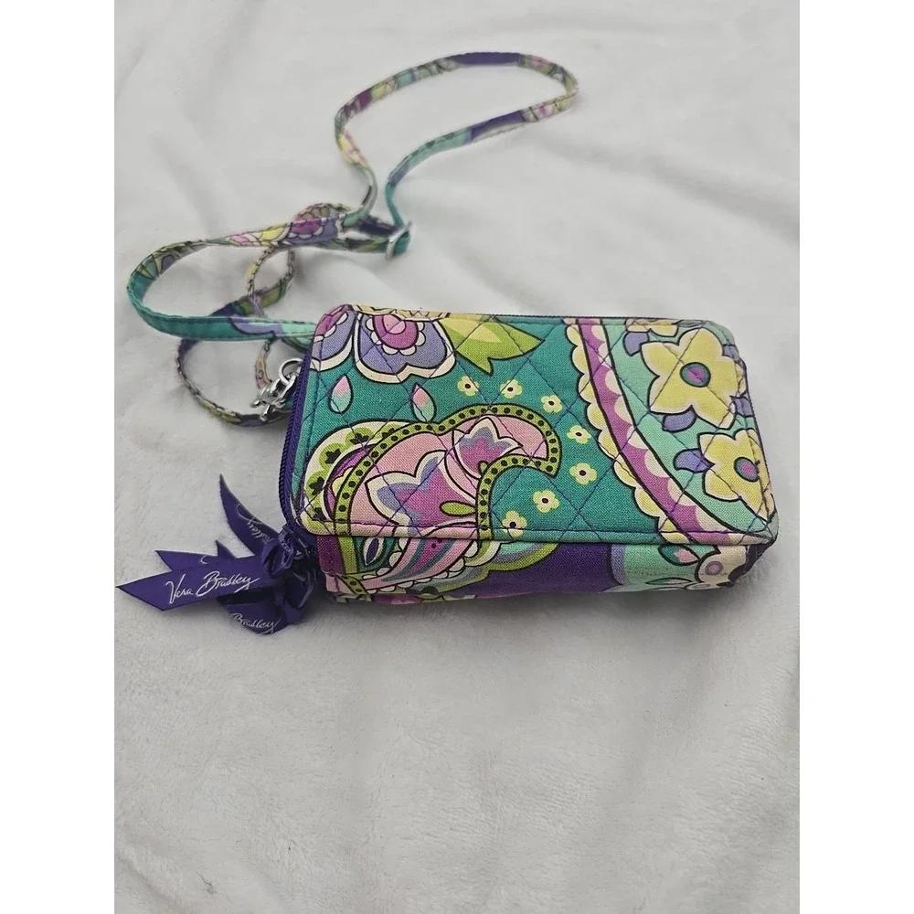 VERA BRADLEY Midnight Blues Double Zip- 2in1 Wallet Detachable Strap Crossbody - Picture 6 of 6